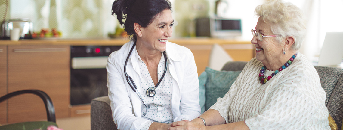 senior woman on stairs