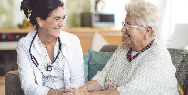 senior woman on stairs