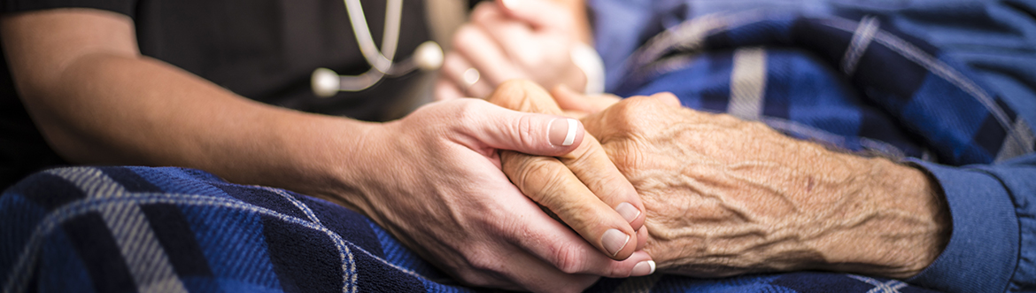 senior with care aid